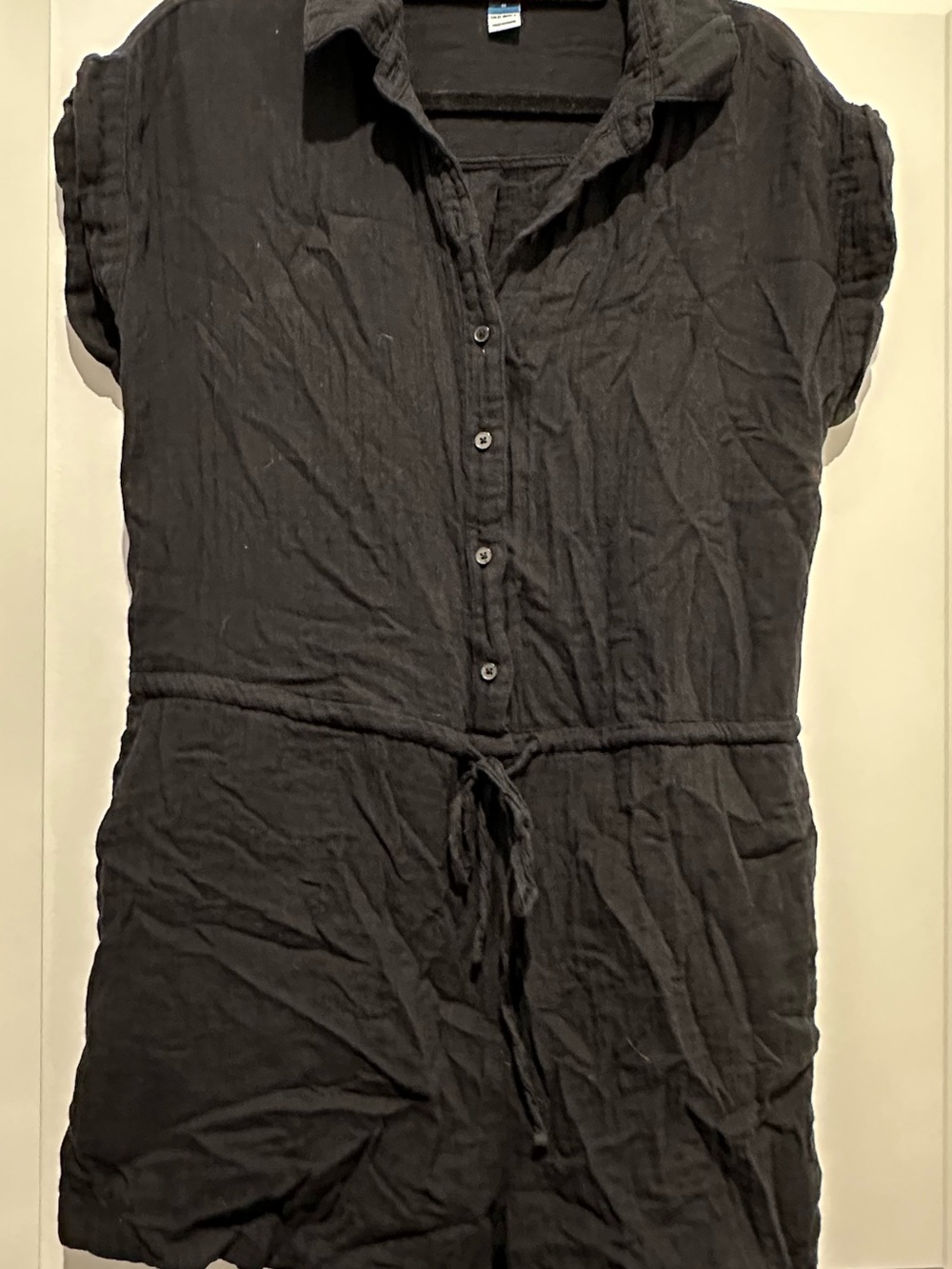 Old Navy Gauze Button Front Tie Waist Collared Romper